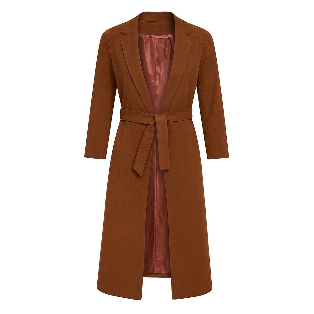VINTAGE JERRY SILVERMAN SUEDE TRENCH COAT BROWN GORGEOUSE MADE IN USA - Picture 2 of 11